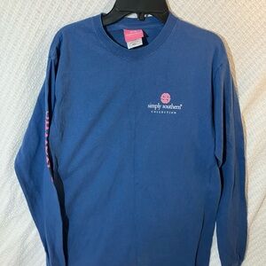 Simply Southern Navy Long Sleeve Tee with Pink Logo